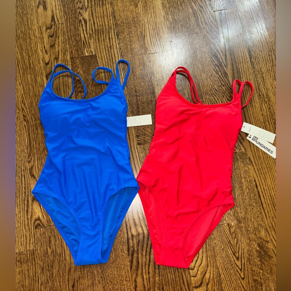 No Boundaries Royal Blue and Red One-Piece Swimsuits….Size XS NWT👙